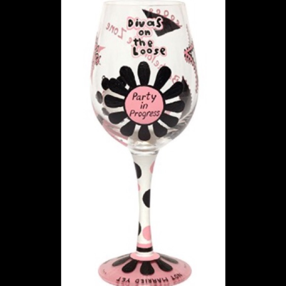 💕🎁Lolita "Last Night Out” embellished Crystal Wine glass